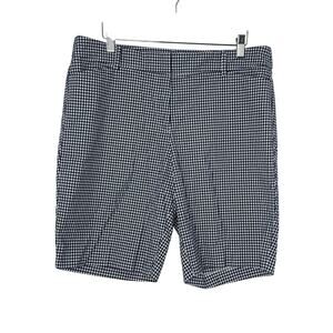 Talbots Gingham Perfect Shorts 12P Navy White Stretch Cotton Mid Rise